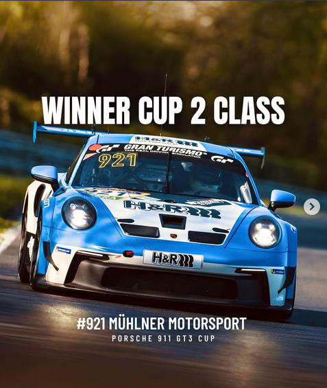 Mühlner Motorsport Porsche 911 GT3 Cup 992 #921 auf der Nordschleife beim NLS Rennen 2025, Sieger Cup 2 Klasse